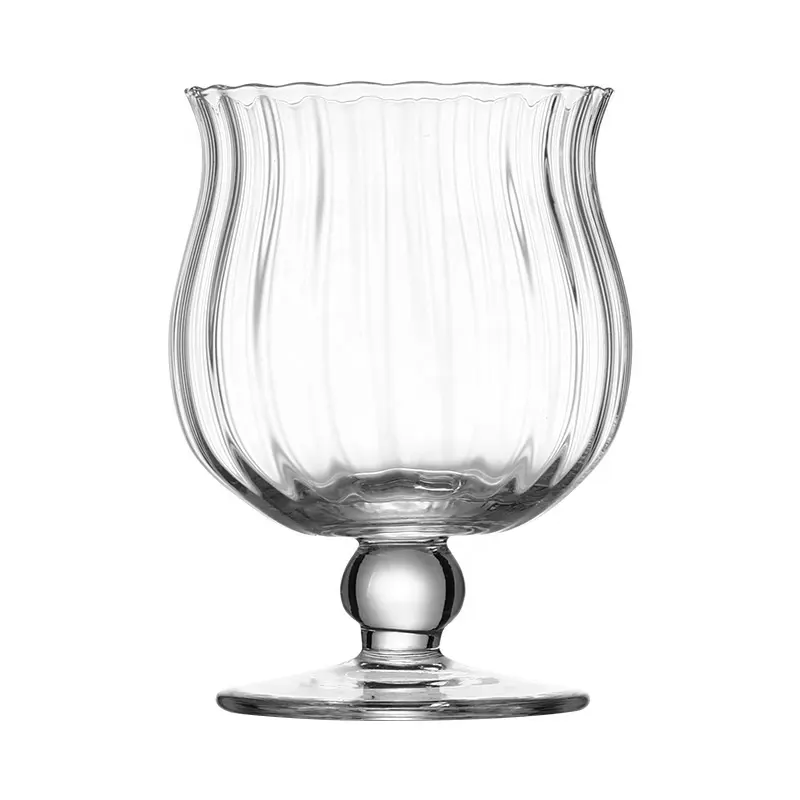 Tazza di calice di vetro di Whisky tazza di caffè in vetro di cristallo di Brandy a righe verticali