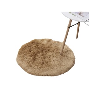Tapis rond en fausse fourrure, couleur unie, 71-80 % fibre acrylique, facile d'entretien, pour salon - Product Image 5
