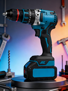 Taladro percutor inalámbrico <span class=keywords><strong>de</strong></span> litio <span class=keywords><strong>de</strong></span> 21 V azul, con brocas prácticas para diversas tareas - Product Image 4