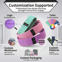 Juego de 3 Bandas de Resistencia para Glúteos, Personalizadas con Logotipo, de Tela de Poliéster Estampada, para Ejercicios de Estiramiento de Cadera, para Gimnasio y Fitness