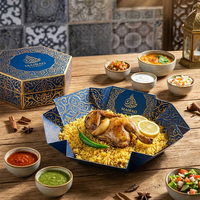 Boîte en carton hexagonale personnalisée jetable pour restaurant de poulet et riz arabe, avec couvercle et base, pour emballage alimentaire, déjeuner et burger
