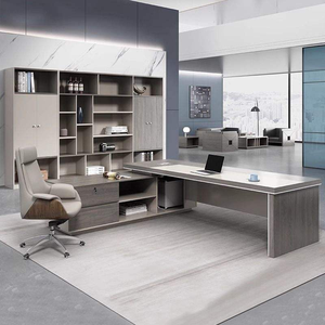 Modern L-shaped <b>Wood</b> Executive <b>Desk</b> Set with Side Table Premium Feel <b>Solid</b> <b>Wood</b> Design for Home Office and Commercial Use - Product Image 2