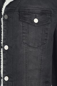 Chaqueta vaquera negra con adornos de forro polar para hombre, chaqueta vaquera, Sherpa, jeanJackets - Product Image 5