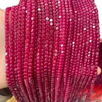 3/4mm Natürlicher Rubinroter Korund Quadratische Lose Perlen DIY Handgefertigtes Armband Halskette für Schmuckherstellung Zubehör Großhandel