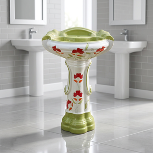 Sterling Coloured Ceramic Pedestal Basin with Rear Drain for Floor Standing Bathrooms - Product Image 1