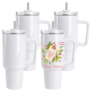 Sublimation Stainless <b>Steel</b> Tumbler Handle Straw Vacuum Insulated BPA Free 6-12 Hours Thermal Insulation Travel <b>Bottle</b> 40 oz - Product Image 1