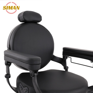 Fauteuil de Barbier Électrique Siman en Cuir Noir Pur, Chaise Métallique Portable Robuste, Mobilier Commercial pour Salon et Utilisation en Salle de Sport – Offre Spéciale - Product Image 6