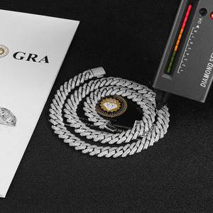 Designer Hip Hop Bling Moissanite Bezel Setting Cuban <b>Chain</b> 18K Gold Plated 925 Sterling Silver Custom <b>Iced</b> Necklace VVS1 Tester - Product Image 1