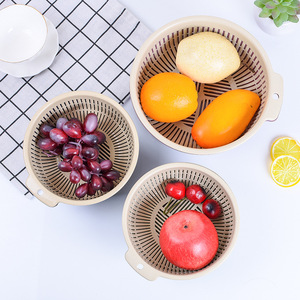 Double Layer <b>Plastic</b> Drain <b>Basket</b> Little Purple Vegetable Washing Basin Kitchen Fruit Strainer - Product Image 2