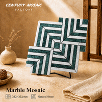 Centurymosaic Mosaïque Carrée en Marbre Blanc et Vert Carrara, Motif Labyrinthe, Pierre Naturelle pour Murs et Sols de Salle de Bain et Cuisine