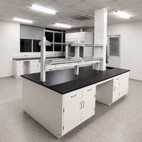 Mesa de Trabajo de Acero para Laboratorio Químico e Industrial, Antioxidante, Totalmente de Acero, con Tomas de Corriente y Gabinete de Almacenamiento