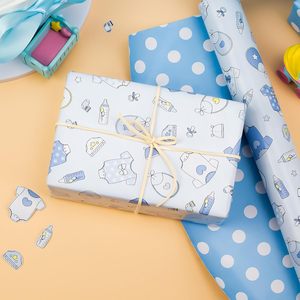 MAYPLUSS Baby <b>Wrapping</b> <b>Paper</b> 17Inch X 16.5Feet Blue Boy Snapsuit Bottles Design For Baby Shower First Birthday - Product Image 6