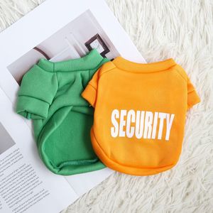 Pet Crew Neck Sweatshirt Orange Green Security Print Polyester Dog <b>Cat</b> <b>Clothes</b> Autumn Winter Wear - Product Image 1