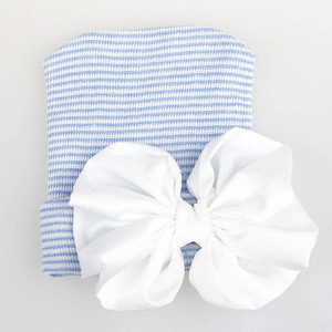 Nishine – chapeau en mousseline de soie avec nœud papillon pour nouveau-né fille, <span class=keywords><strong>bonnet</strong></span> à gros nœud pour bébé, <span class=keywords><strong>bonnet</strong></span> tricoté à rayures pour enfant, accessoires pour cheveux de tout-petit, accessoires <span class=keywords><strong>photo</strong></span> - Product Image 4