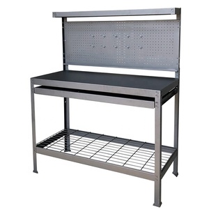 Établi de travail de rangement, étagère à fil, pegboard, robuste, avec tiroirs, en métal - Product Image 4