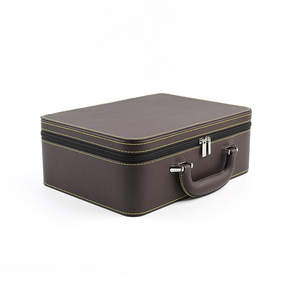 Coffre de rangement en bois fait main avec serrure, tiroir en bois PU, présentoir haut de gamme doré, grande boîte de rangement de voyage à 3 niveaux pour bijoux - Product Image 5