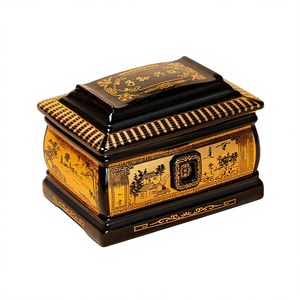 Urna in Ceramica a Prova di Umidità, Contenitore per Ceneri a Lunga Durata - Design Rettangolare in Stile Cinese per Uomini/Donne, per Rilascio di Ceneri e Funerali - Product Image 1