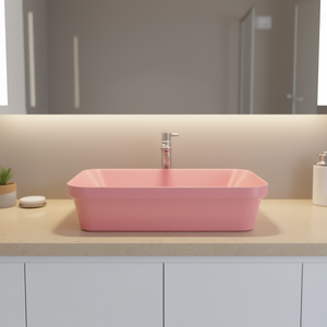 Lavabo de Cerámica Ovalado para Baño, con Borde Autoadhesivo, Acabado Brillante, Diseño Contemporáneo - Product Image 2