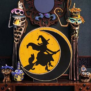Adorno de Madera de Brujas para Decoración de Pared de Halloween, Precio de Fábrica, para Grupo Infantil, Decoración Festiva para Exteriores - Product Image 3