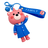 Porte-clés mignon en caoutchouc avec personnage de dessin animé, breloque 3D personnalisée écologique en forme de poupée