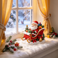 Figurine en résine du Père Noël sur traîneau, décoration de table de Noël avec boîtes cadeaux et cloche, ornement de maison pour les fêtes, cadeau de Noël pour la famille
