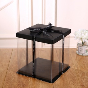 Food Grade Custom Different Size Wedding Birthday Party <b>Black</b> Transparent Cake <b>Box</b> - Product Image 3