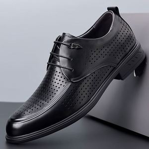 Zapatos Casuales de Verano para Hombre, de Cuero de Primera Calidad, con Cordones, Antideslizantes, Ligeros, Formales de Negocios, con Punta Puntiaguda, Transpirables, de Alta Gama - Product Image 1
