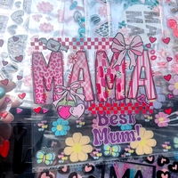 Envolturas para Vasos MAMA UV DTF para Vasos Libbey de 16 oz, Listas para Prensado, Resistentes al Agua, Adhesivos de Transferencia PET Duraderos para Tazas y Vasos