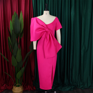 S-3XL Của Phụ Nữ Sexy Lớn Cung Chia Ăn Mặc Bọc Hip Ăn Mặc Châu Âu Và Mỹ Ăn Mặc - Product Image 3