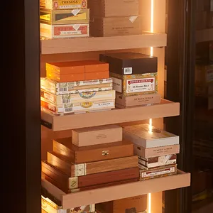 Super Large Capacity 12 Spain Cedar Wood Shelves Cigar Humidor Cabinets For Smoke Shop