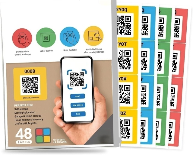 Custom Wholesale 48 PCS Smart QR Code Label Sticker for Storage Inventory Tracking App Organization Moving Supplie Factory Price