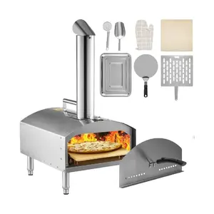 Forno a gás portátil para pizza em aço inoxidável para churrasco ao ar livre, piquenique, assar pizza, pão, camarão, salsicha