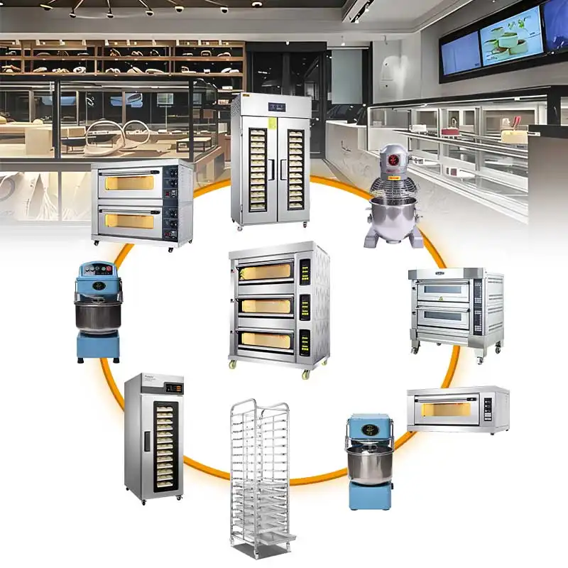 Máquina para hornear pan comercial con solución de panadería integral con mezclador de masa, prueba de horno para hornear para suministros de Hotel y restaurante