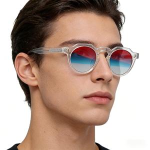 <span class=keywords><strong>Lentes</strong></span> <span class=keywords><strong>de</strong></span> PC con Película <span class=keywords><strong>de</strong></span> Color <span class=keywords><strong>de</strong></span> Moda, Protección UV400, Montura Completa Ovalada Transparente, Cómodas Gafas <span class=keywords><strong>de</strong></span> Sol Unisex TR90 - Product Image 1