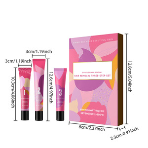 Kit d'épilation du <span class=keywords><strong>visage</strong></span> en trois étapes avec ingrédients chimiques, crème et lotion dépilatoire sans effort pour femmes - Product Image 6
