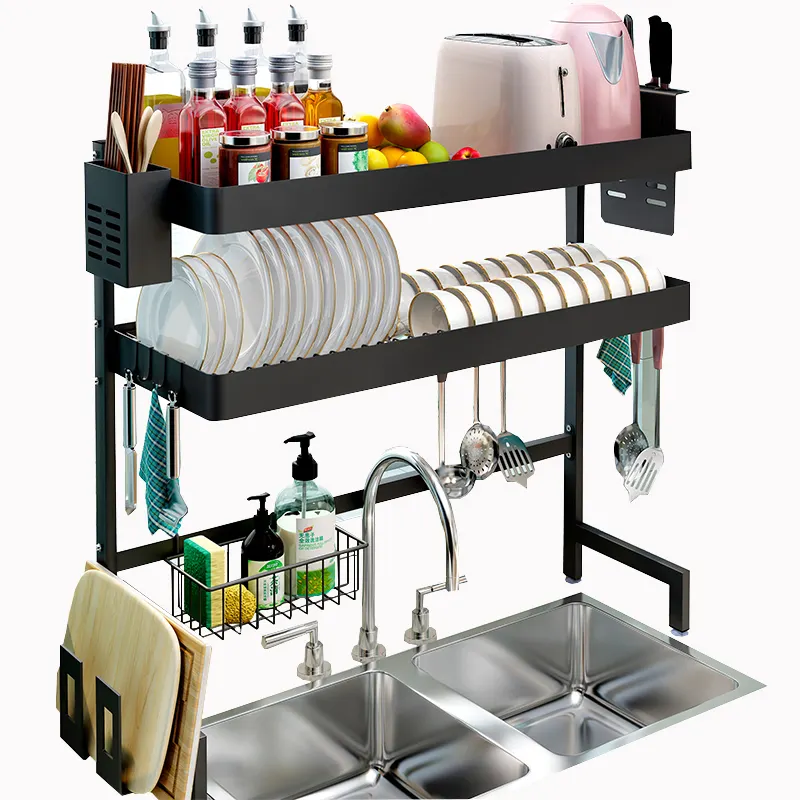 Adjustable Dish Rack Drainer Kitchen Organization Storage Space Saver Shelf Holder Tableware Drainer Organizer Dish Rack
