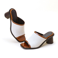 Mules en cuir véritable haut de gamme avec logo personnalisé, nouvelle mode, sandales à bout carré pour femme, chaussures tendance