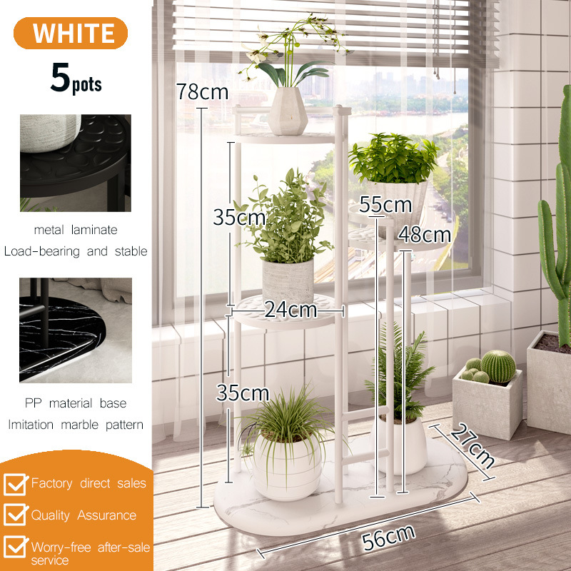 5 white flower stands