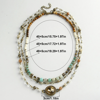 Nouveau Collier Ras-de-cou Bohème pour Femme, 3 Couches, en Pierres Naturelles, Verre et Alliage, Chaîne de Chapelet, Cadeau de Festival