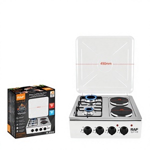 Estufa de Cocina de Acero Inoxidable de Doble <span class=keywords><strong>Gas</strong></span> y Doble Eléctrica, de Cuatro Quemadores y 2000W, para Instalación en <span class=keywords><strong>Encimera</strong></span>, Transfronteriza - Product Image 1