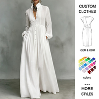Robe longue décontractée sans col taille haute pour femme, style été