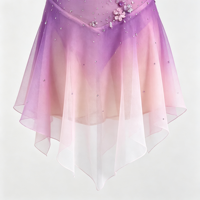 Robe de patinage artistique, dégradé violet rose, appliques florales en strass, costume de patinage pour compétition de danse sur glace pour filles adultes