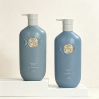 Bouteille en plastique plate HDPE YUERUI, design unique, 400 ml, 500 ml, bouteille de luxe pour shampooing et après-shampooing avec autocollant de logo métallique intégré