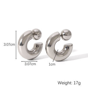 KITI Trendige, dicke, 18 Karat vergoldete, klobige Creolen aus nicht anlaufendem Edelstahl für Damen - Product Image 6