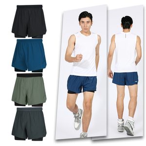 Ensemble de shorts de course à compression pour hommes YING LANG, shorts de sport à séchage rapide avec poche arrière, logo personnalisé - Product Image 3