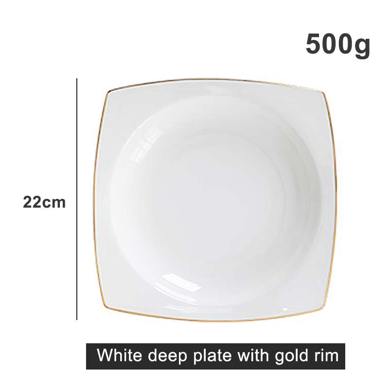 8.5inch White Gold Rim Deep Plate