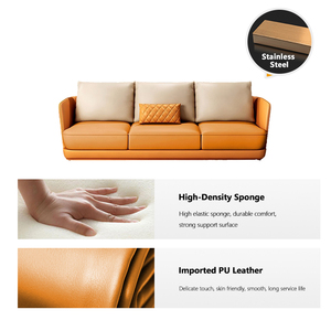 ชุดโซฟาหนังสไตล์อิตาลีสุดหรู ดีไซน์ทันสมัย เฟอร์นิเจอร์ห้องนั่งเล่น โซฟาพนักพิงต่ำ 1 2 3 ที่นั่ง ชุดโซฟาแบบแยกส่วนเพื่อความสบาย - Product Image 6