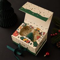 Caja de Regalo Navideña de Cartón Rígido de Diseño Personalizado, Caja de Calendario de Adviento de Lujo Hecha a Mano para Juguetes