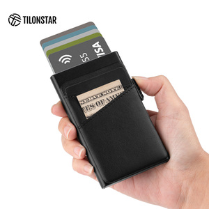 TILONSTAR TVC308 Trendy Hot Selling Bank Pop up <b>Card</b> Wallet Men Leather Credit <b>Card</b> <b>Holder</b> Wallets With Leather Slimline Pocket - Product Image 1