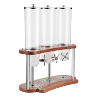 Buffet Traiteur de Luxe Triple Distributeur de Céréales Conteneur Distributeur de Céréales pour Aliments Secs avec Support en Bois